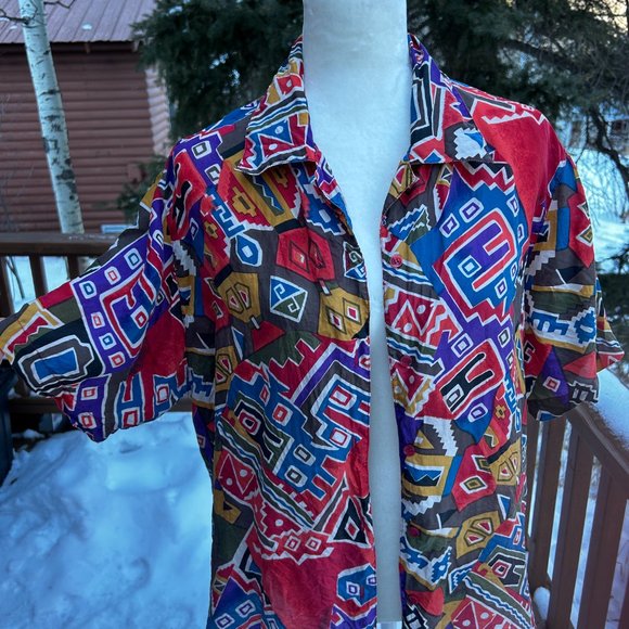 Vintage EL LA Design Silk Button Down - Picture 7 of 7